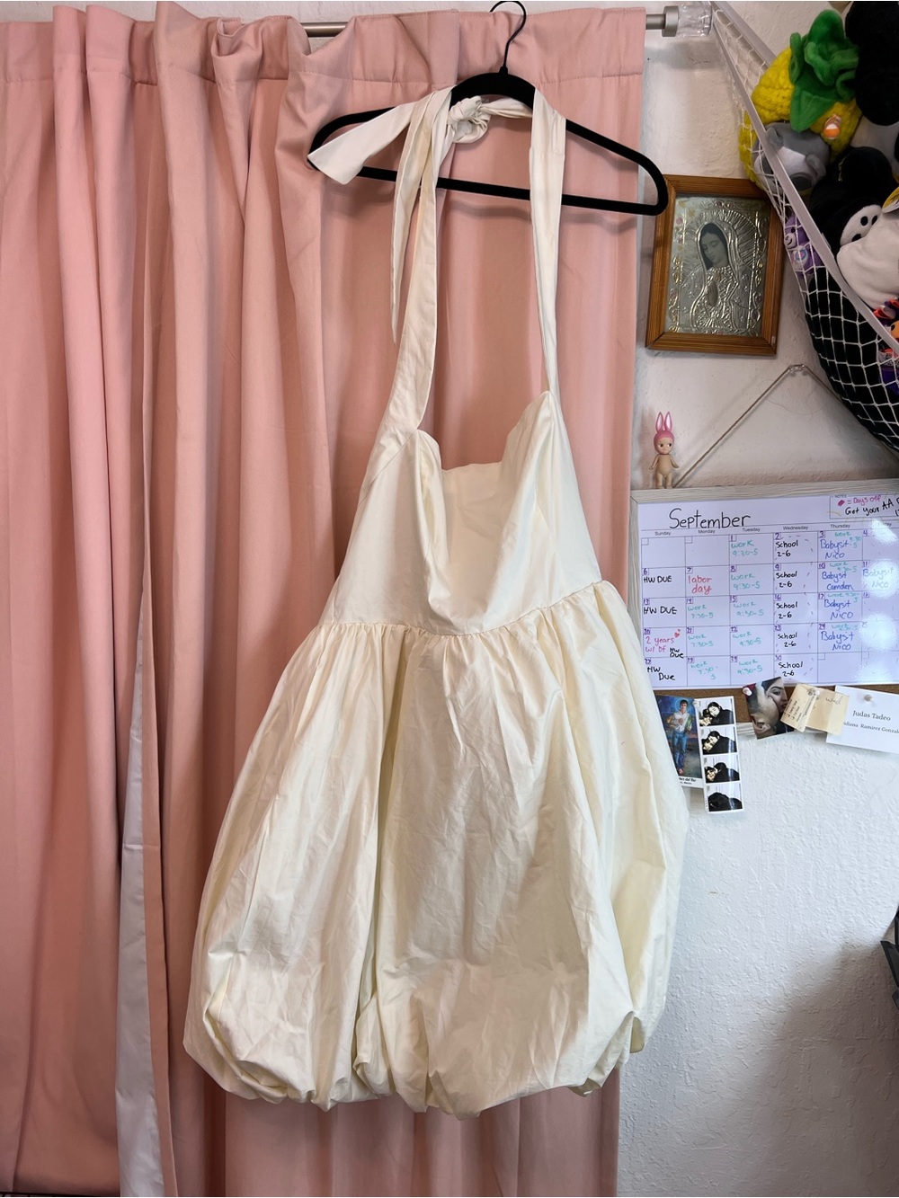 Fashion Nova Cream Halter Bubble Mini Dress
